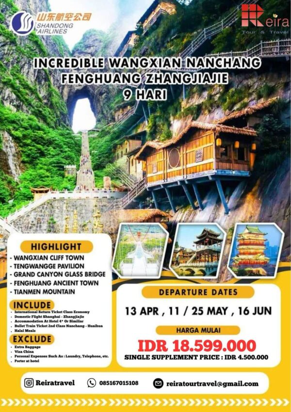 9 DAYS VACATION TO WANGXIAN NANCHANG FENGHUANG ZHANGJIAJIE