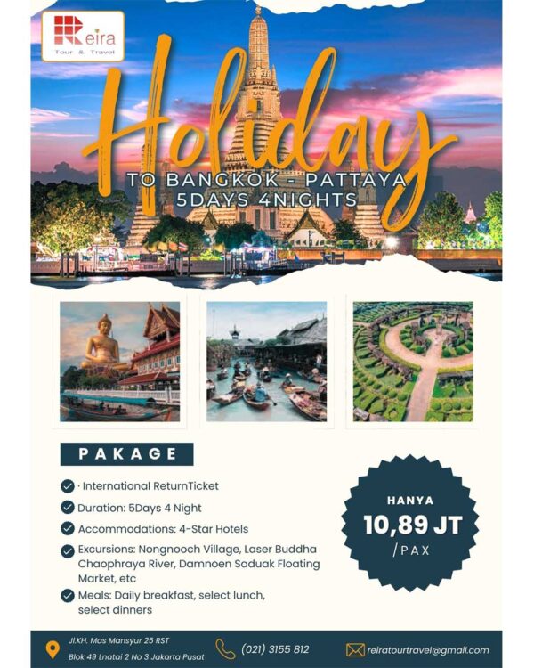 5 DAYS 4 NIGHTS HOLIDAY TO BANGKOK PATTAYA