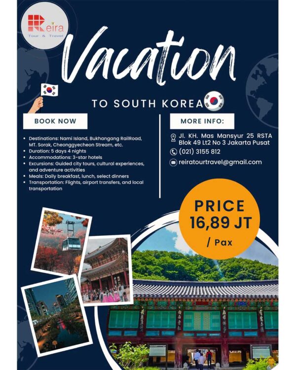 5 DAYS 4 NIGHTS VACATION TO SOUTH KOREA
